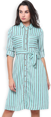 Tokyo Talkies Women Shirt Green Midi/Calf Length Dress