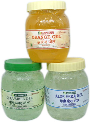 

Mumbai agro Triple Combo of Orange, Cucumber & Aloe Vera gel 500 GM Each(500 g)