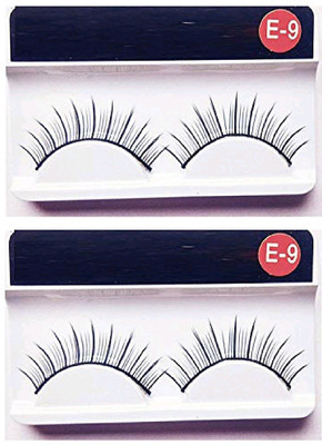 

sweetpea Imported Black Natural Thick Long False Eyelashes with Adhesive (Set of 2 Pair) (E-9)(Pack of 2)