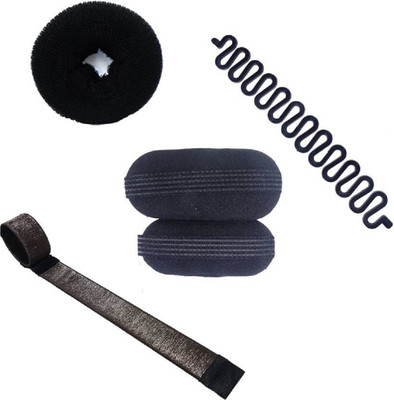 

Bueno Combo Hair Accessories Tools Donut + Base Clip + Ponytail Holder For Bridal Girls (Set Of 4 Tools ) Hair Accessory Set (Black) Hair Accessory Set(Black)