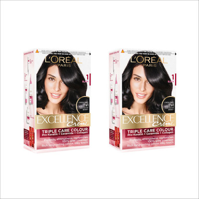 

L'Oreal Paris Excellence Creme Hair Color, Pack of Two Hair Color(1 Black)
