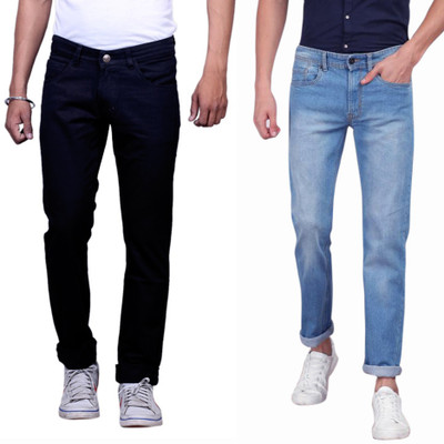 Masterly Weft Slim Men Multicolor Jeans(Pack of 2)