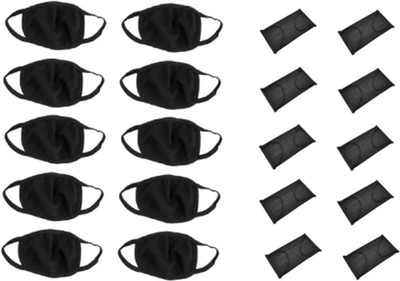 

Aditya Traders Out Of Box 10 Pieces Reusable Anti-Pollution Dust Cotton Unisex Mouth Mask and 10 Pieces Non Woven Black Face Medical Dental Earloop Anti-Dust Flu Surgical Masks Resirator Mask Mask 0004 Mask and Respirator