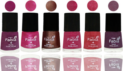 

FABIA Rich Toxic Free Perfection Shine Nail Polish Set of 6 (239201805) Shock Pink-Pink-Light Coffee-Magenta-Shock Pink Light-Light Jam(Pack of 6)