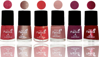 

FABIA Rich Toxic Free Perfection Shine Nail Polish Set of 6 (239202007) Shock Pink Light-Light Nude-Red Orange-Shrimp Pastell-Cherry Blossom-Dark Magenta(Pack of 6)