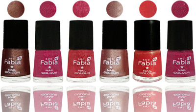 

FABIA Rich Toxic Free Perfection Shine Nail Polish Set of 6 (239201898) Light Coffee-Magenta-Shock Pink Light-Light Nude-Red Orange-Hot Magenta(Pack of 6)