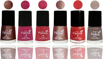 

FABIA Rich Toxic Free Perfection Shine Nail Polish Set of 6 (239201900) Light Coffee-Magenta-Shock Pink Light-Light Nude-Red Orange-Light Beige(Pack of 6)