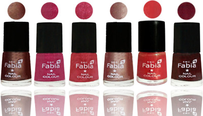 

FABIA Rich Toxic Free Perfection Shine Nail Polish Set of 6 (239201923) Light Coffee-Magenta-Shock Pink Light-Light Nude-Red Orange-Royal Red(Pack of 6)