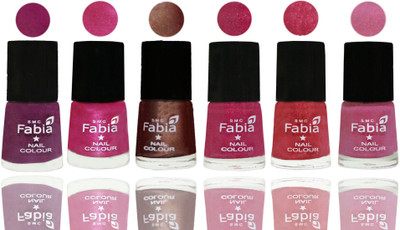 

FABIA Rich Toxic Free Perfection Shine Nail Polish Set of 6 (239201815) Shock Pink-Pink-Light Coffee-Magenta-Shock Pink Light-Light Plum(Pack of 6)