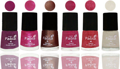 

FABIA Rich Toxic Free Perfection Shine Nail Polish Set of 6 (239201818) Shock Pink-Pink-Light Coffee-Magenta-Shock Pink Light-Light Cream(Pack of 6)