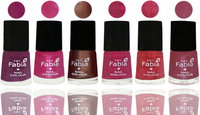 

FABIA Rich Toxic Free Perfection Shine Nail Polish Set of 6 (239201822) Shock Pink-Pink-Light Coffee-Magenta-Shock Pink Light-Pink Maroonish(Pack of 6)