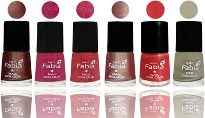 

FABIA Rich Toxic Free Perfection Shine Nail Polish Set of 6 (239201914) Light Coffee-Magenta-Shock Pink Light-Light Nude-Red Orange-Oyster(Pack of 6)