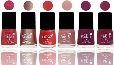 

FABIA Rich Toxic Free Perfection Shine Nail Polish Set of 6 (239202008) Shock Pink Light-Light Nude-Red Orange-Shrimp Pastell-Cherry Blossom-Rose Pink(Pack of 6)