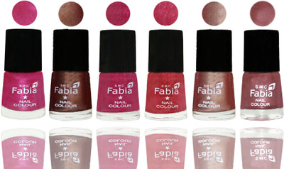 

FABIA Rich Toxic Free Perfection Shine Nail Polish Set of 6 (239201854) Pink-Light Coffee-Magenta-Shock Pink Light-Light Nude-Lip(Pack of 6)