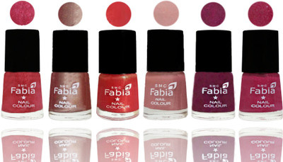 

FABIA Rich Toxic Free Perfection Shine Nail Polish Set of 6 (239201985) Shock Pink Light-Light Nude-Red Orange-Shrimp Pastell-Cherry Blossom-Hot Magenta(Pack of 6)