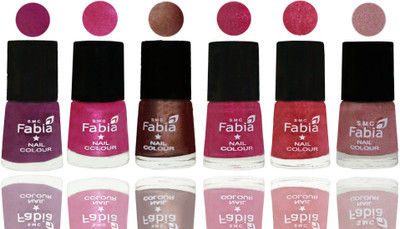 

FABIA Rich Toxic Free Perfection Shine Nail Polish Set of 6 (239201825) Shock Pink-Pink-Light Coffee-Magenta-Shock Pink Light-Light pink(Pack of 6)