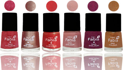 

FABIA Rich Toxic Free Perfection Shine Nail Polish Set of 6 (239201992) Shock Pink Light-Light Nude-Red Orange-Shrimp Pastell-Cherry Blossom-Golden(Pack of 6)