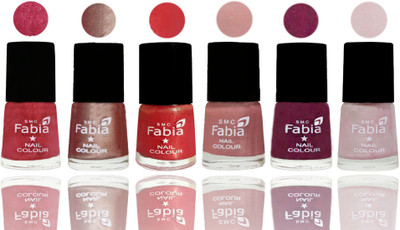 

FABIA Rich Toxic Free Perfection Shine Nail Polish Set of 6 (239201995) Shock Pink Light-Light Nude-Red Orange-Shrimp Pastell-Cherry Blossom-Lychee(Pack of 6)