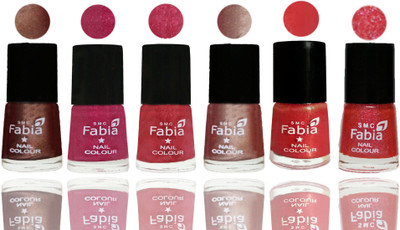 

FABIA Rich Toxic Free Perfection Shine Nail Polish Set of 6 (239201930) Light Coffee-Magenta-Shock Pink Light-Light Nude-Red Orange-Jerry Pink(Pack of 6)