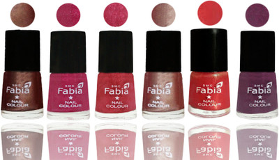 

FABIA Rich Toxic Free Perfection Shine Nail Polish Set of 6 (239201924) Light Coffee-Magenta-Shock Pink Light-Light Nude-Red Orange-Brinjal Purple(Pack of 6)