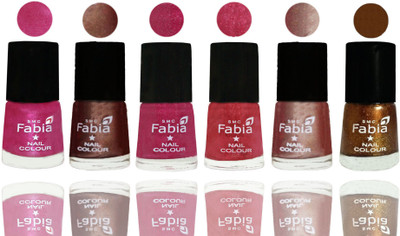 

FABIA Rich Toxic Free Perfection Shine Nail Polish Set of 6 (239201888) Pink-Light Coffee-Magenta-Shock Pink Light-Light Nude-Dark Golden(Pack of 6)