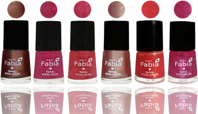 

FABIA Rich Toxic Free Perfection Shine Nail Polish Set of 6 (239201904) Light Coffee-Magenta-Shock Pink Light-Light Nude-Red Orange-Light Magenta(Pack of 6)