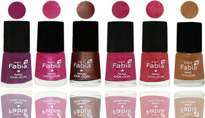 

FABIA Rich Toxic Free Perfection Shine Nail Polish Set of 6 (239201814) Shock Pink-Pink-Light Coffee-Magenta-Shock Pink Light-Golden(Pack of 6)