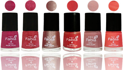 

FABIA Rich Toxic Free Perfection Shine Nail Polish Set of 6 (239201947) Magenta-Shock Pink Light-Light Nude-Red Orange-Shrimp Pastell-Peach(Pack of 6)