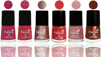 

FABIA Rich Toxic Free Perfection Shine Nail Polish Set of 6 (239201976) Magenta-Shock Pink Light-Light Nude-Red Orange-Shrimp Pastell-Light Jerry Coffee(Pack of 6)