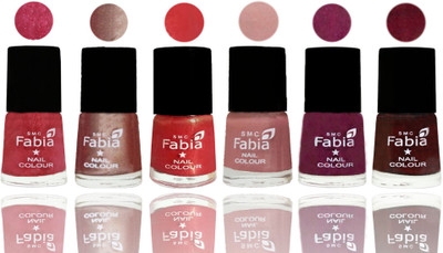 

FABIA Rich Toxic Free Perfection Shine Nail Polish Set of 6 (239202010) Shock Pink Light-Light Nude-Red Orange-Shrimp Pastell-Cherry Blossom-Royal Red(Pack of 6)