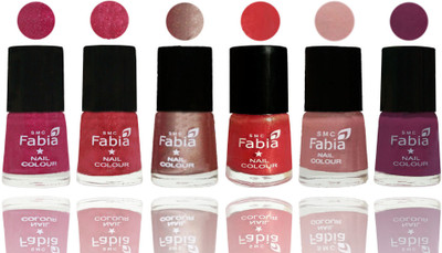 

FABIA Rich Toxic Free Perfection Shine Nail Polish Set of 6 (239201970) Magenta-Shock Pink Light-Light Nude-Red Orange-Shrimp Pastell-Light purple(Pack of 6)