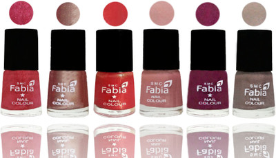 

FABIA Rich Toxic Free Perfection Shine Nail Polish Set of 6 (239201987) Shock Pink Light-Light Nude-Red Orange-Shrimp Pastell-Cherry Blossom-Light Beige(Pack of 6)