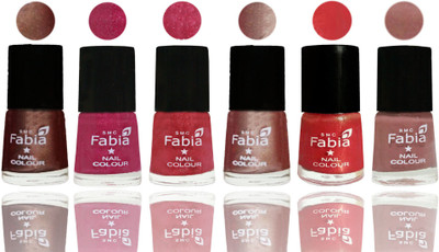 

FABIA Rich Toxic Free Perfection Shine Nail Polish Set of 6 (239201907) Light Coffee-Magenta-Shock Pink Light-Light Nude-Red Orange-Nude(Pack of 6)