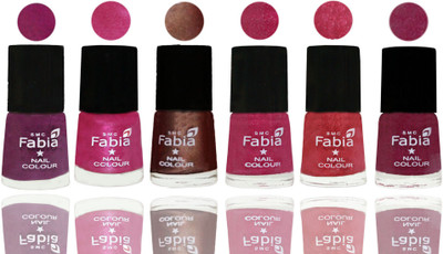 

FABIA Rich Toxic Free Perfection Shine Nail Polish Set of 6 (239201830) Shock Pink-Pink-Light Coffee-Magenta-Shock Pink Light-Rose Pink(Pack of 6)