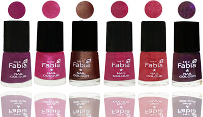 

FABIA Rich Toxic Free Perfection Shine Nail Polish Set of 6 (239201831) Shock Pink-Pink-Light Coffee-Magenta-Shock Pink Light-Dark Purple(Pack of 6)