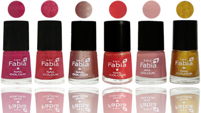 

FABIA Rich Toxic Free Perfection Shine Nail Polish Set of 6 (239201975) Magenta-Shock Pink Light-Light Nude-Red Orange-Shrimp Pastell-Jerry Golden(Pack of 6)