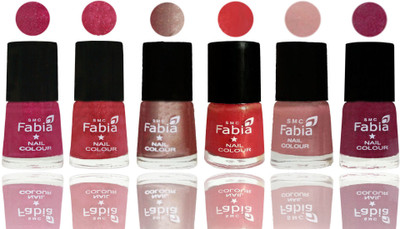 

FABIA Rich Toxic Free Perfection Shine Nail Polish Set of 6 (239201965) Magenta-Shock Pink Light-Light Nude-Red Orange-Shrimp Pastell-Rose Pink(Pack of 6)