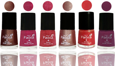 

FABIA Rich Toxic Free Perfection Shine Nail Polish Set of 6 (239201926) Light Coffee-Magenta-Shock Pink Light-Light Nude-Red Orange-Light purple(Pack of 6)