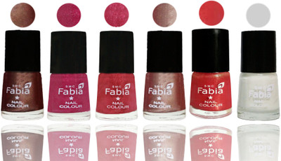 

FABIA Rich Toxic Free Perfection Shine Nail Polish Set of 6 (239201937) Light Coffee-Magenta-Shock Pink Light-Light Nude-Red Orange-White(Pack of 6)