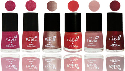 

FABIA Rich Toxic Free Perfection Shine Nail Polish Set of 6 (239201954) Magenta-Shock Pink Light-Light Nude-Red Orange-Shrimp Pastell-Maroon(Pack of 6)