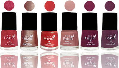 

FABIA Rich Toxic Free Perfection Shine Nail Polish Set of 6 (239202011) Shock Pink Light-Light Nude-Red Orange-Shrimp Pastell-Cherry Blossom-Brinjal Purple(Pack of 6)