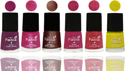 

FABIA Rich Toxic Free Perfection Shine Nail Polish Set of 6 (239201834) Shock Pink-Pink-Light Coffee-Magenta-Shock Pink Light-Yellow(Pack of 6)
