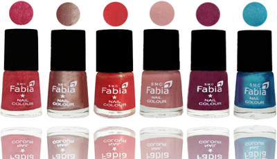 

FABIA Rich Toxic Free Perfection Shine Nail Polish Set of 6 (239201984) Shock Pink Light-Light Nude-Red Orange-Shrimp Pastell-Cherry Blossom-Denim(Pack of 6)