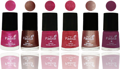 

FABIA Rich Toxic Free Perfection Shine Nail Polish Set of 6 (239201881) Pink-Light Coffee-Magenta-Shock Pink Light-Light Nude-Light purple(Pack of 6)