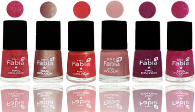 

FABIA Rich Toxic Free Perfection Shine Nail Polish Set of 6 (239201991) Shock Pink Light-Light Nude-Red Orange-Shrimp Pastell-Cherry Blossom-Light Magenta(Pack of 6)