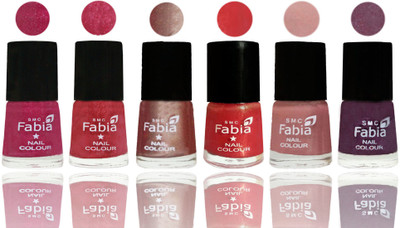 

FABIA Rich Toxic Free Perfection Shine Nail Polish Set of 6 (239201940) Magenta-Shock Pink Light-Light Nude-Red Orange-Shrimp Pastell-Light Jam(Pack of 6)