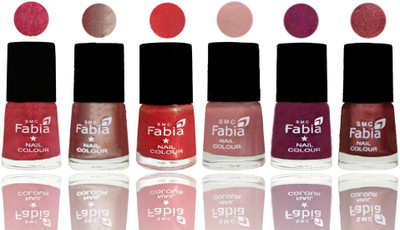 

FABIA Rich Toxic Free Perfection Shine Nail Polish Set of 6 (239202002) Shock Pink Light-Light Nude-Red Orange-Shrimp Pastell-Cherry Blossom-Nude Pink(Pack of 6)