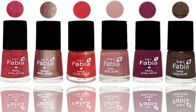 

FABIA Rich Toxic Free Perfection Shine Nail Polish Set of 6 (239202004) Shock Pink Light-Light Nude-Red Orange-Shrimp Pastell-Cherry Blossom-Dark Brown(Pack of 6)