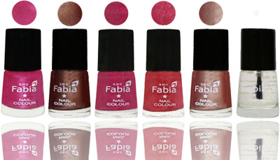 

FABIA Rich Toxic Free Perfection Shine Nail Polish Set of 6 (239201893) Pink-Light Coffee-Magenta-Shock Pink Light-Light Nude-Top Coat(Pack of 6)