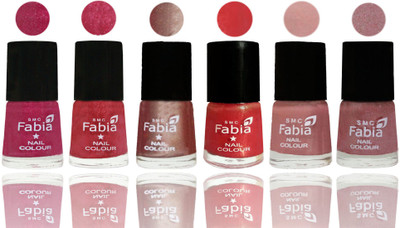 

FABIA Rich Toxic Free Perfection Shine Nail Polish Set of 6 (239201960) Magenta-Shock Pink Light-Light Nude-Red Orange-Shrimp Pastell-Light pink(Pack of 6)